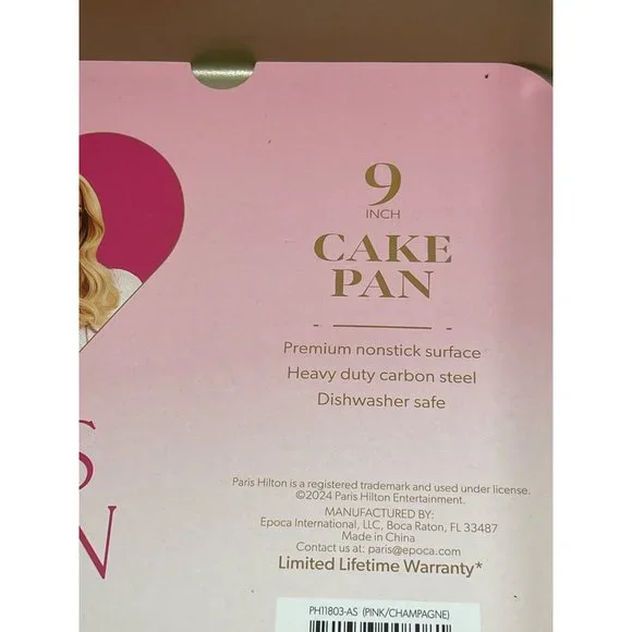 Paris Hilton 9-Inch Cake Pan Nonstick Surface Heavy Duty Carbon Steel Dishwasher - Picture 2 of 6